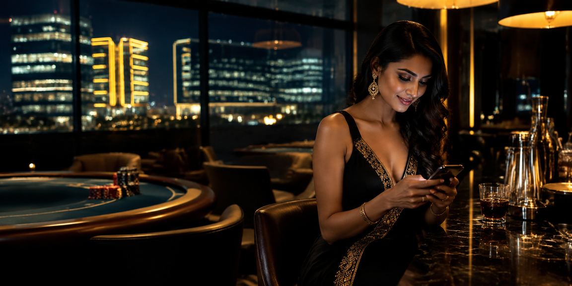 Mobile user interacting with online casino gaming in India