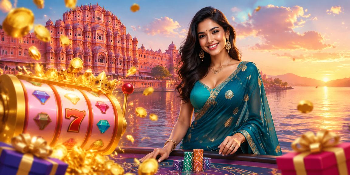 A colorful slot machine game inspired by Jaipur's Hawa Mahal culture